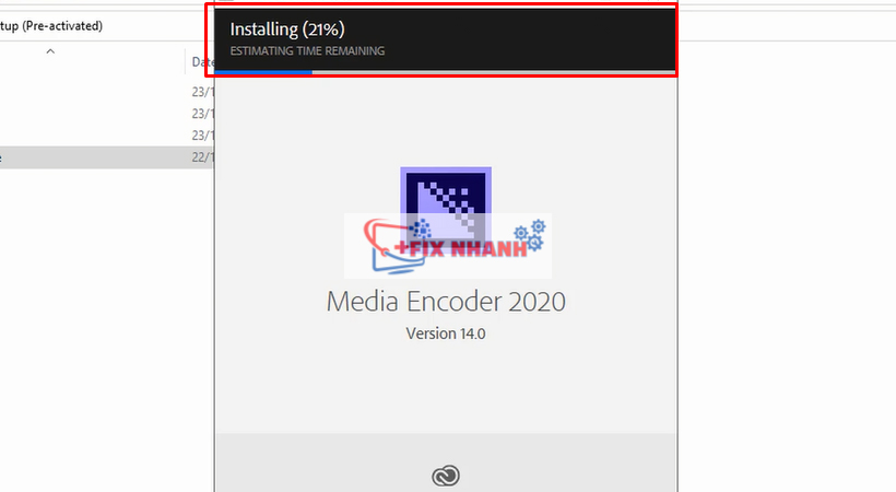 đợi phần mềm encoder 2020 cài đặt 